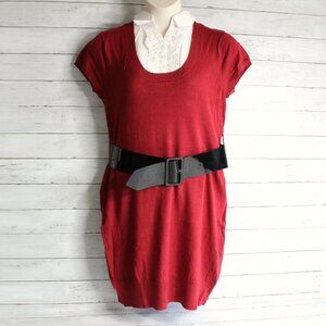 Derek Heart Vintage Tunic Sweater Plus Size 3X Short Sleeve Belted